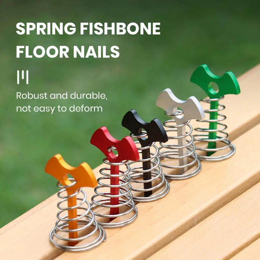 Fish Bone Nail Telescopic Spring Fish Bone Tent Nail Set Aluminum Alloy Camping Ground Pins Hiking Equipment for Travel