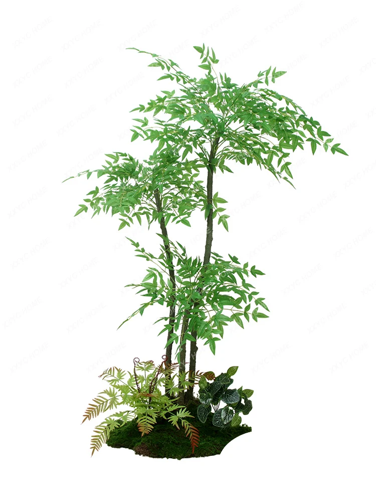 

Simulation Common Nandina Plant Bonsai Bionic Green Plant Living Room Decoration Home Fake Trees Bonsai Fake Bamboo