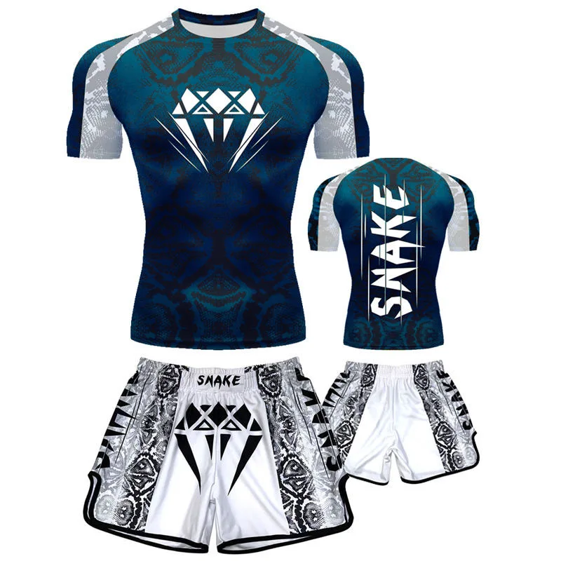 2024 New MMA Boxing Short Sleeve Children's Suit Sports Men's and Women's UFC Fighting Breathable Quick Drying Training Set