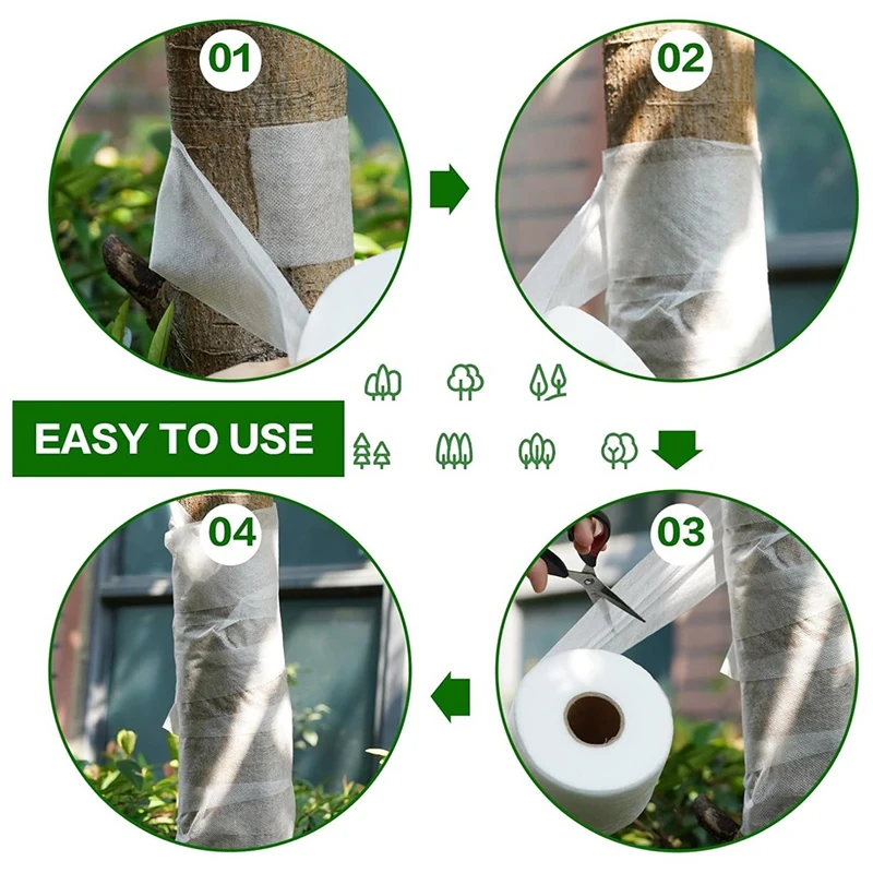 2Roll 197Ft Tree Protector Wrap Antifreeze Winter Tree Trunk Guard Breathable Tree Trunk Bandage Cover For Plants Warm