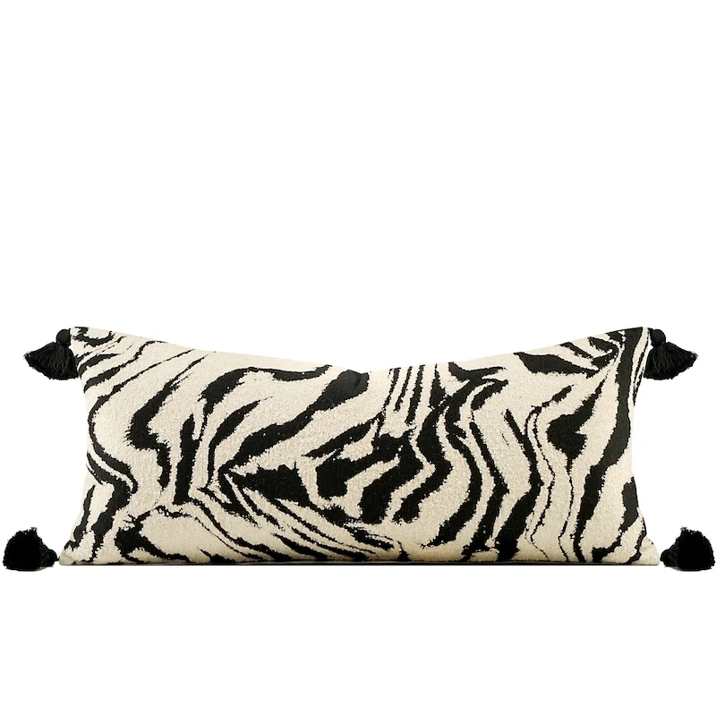 Ivory White Black Color Pillows Animal Print Cushion Case Luxury Art Square Decorative Pillow Cover For Sofa Chair Home Decorate