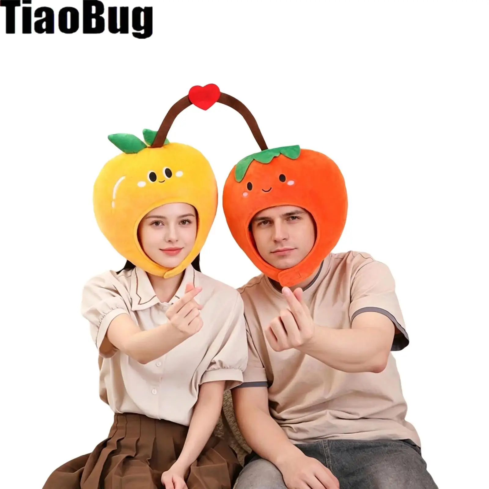 Men Women Cartoon Headwear Fruit-shaped Head-cover Hats Velvet Headpiece for Stage Performance Party Photo Shoot Props