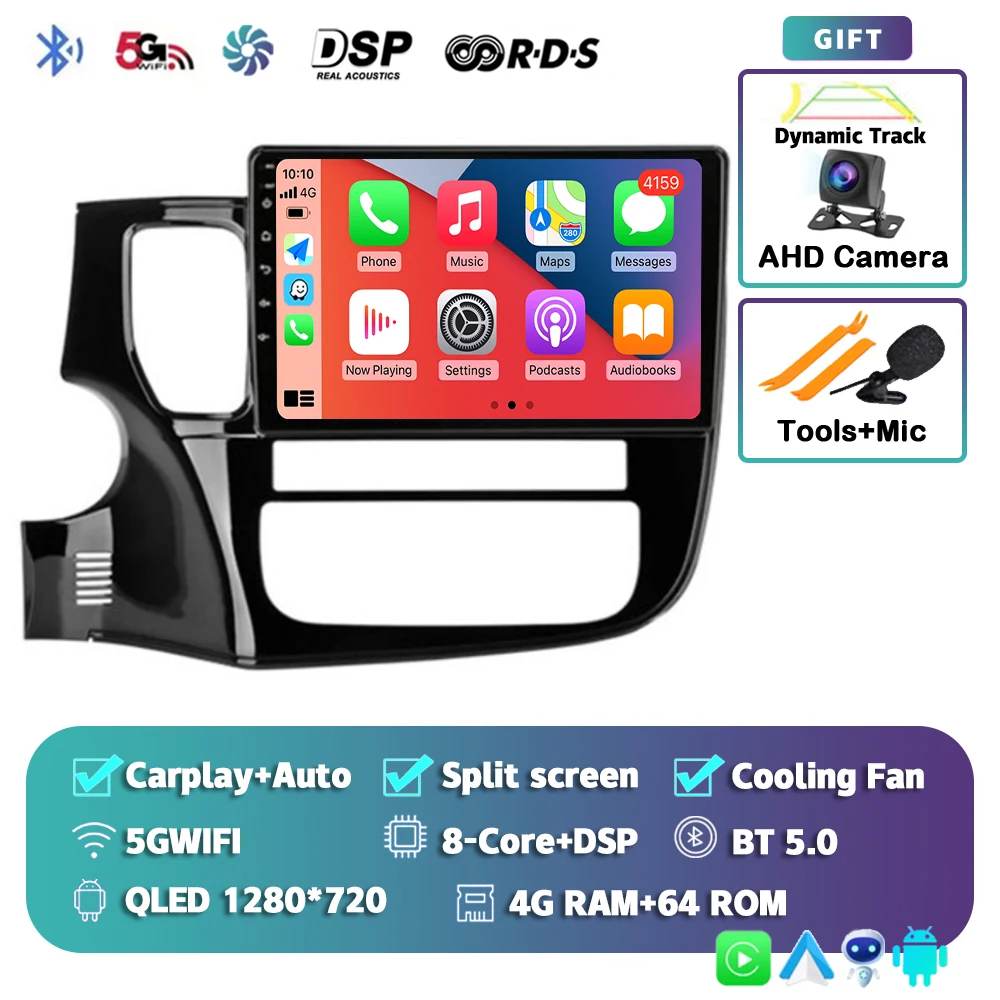 Android 16 Carplay autoradio voor Mitsubishi Outlander 3 GF0W GG0W 2012-2018 Multimedia Videospeler Navigatie Stereo GPS 2din