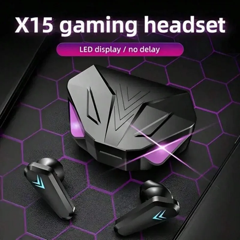 Wireless earbuds with LED battery display 50-hour battery life professional gaming mode 40ms ultra-low latency ENC active noise