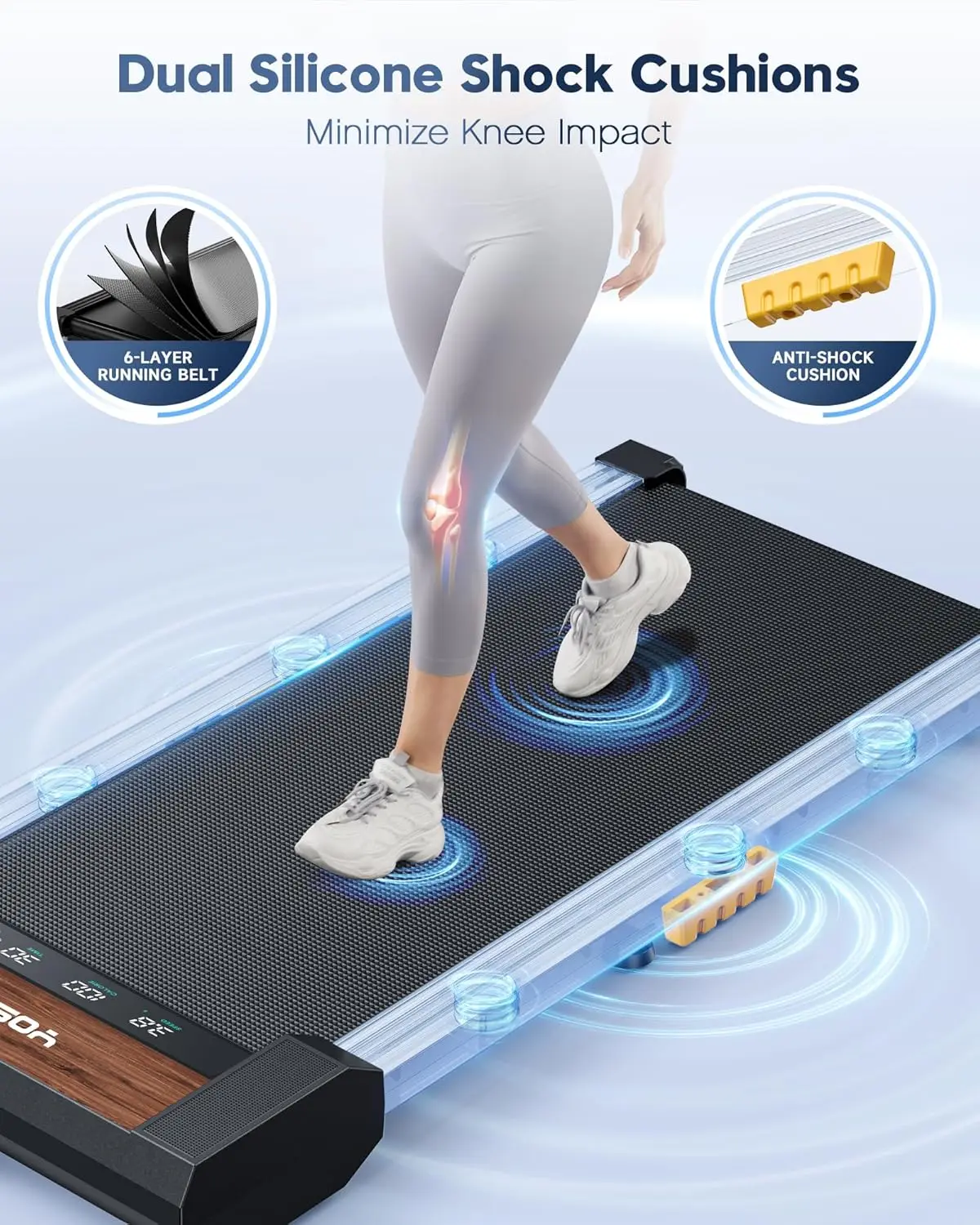 Walking Pad Treadmills -Under Desk Treadmills for Home/Office 265LBS Weight Capacity & Bluetooth Speaker