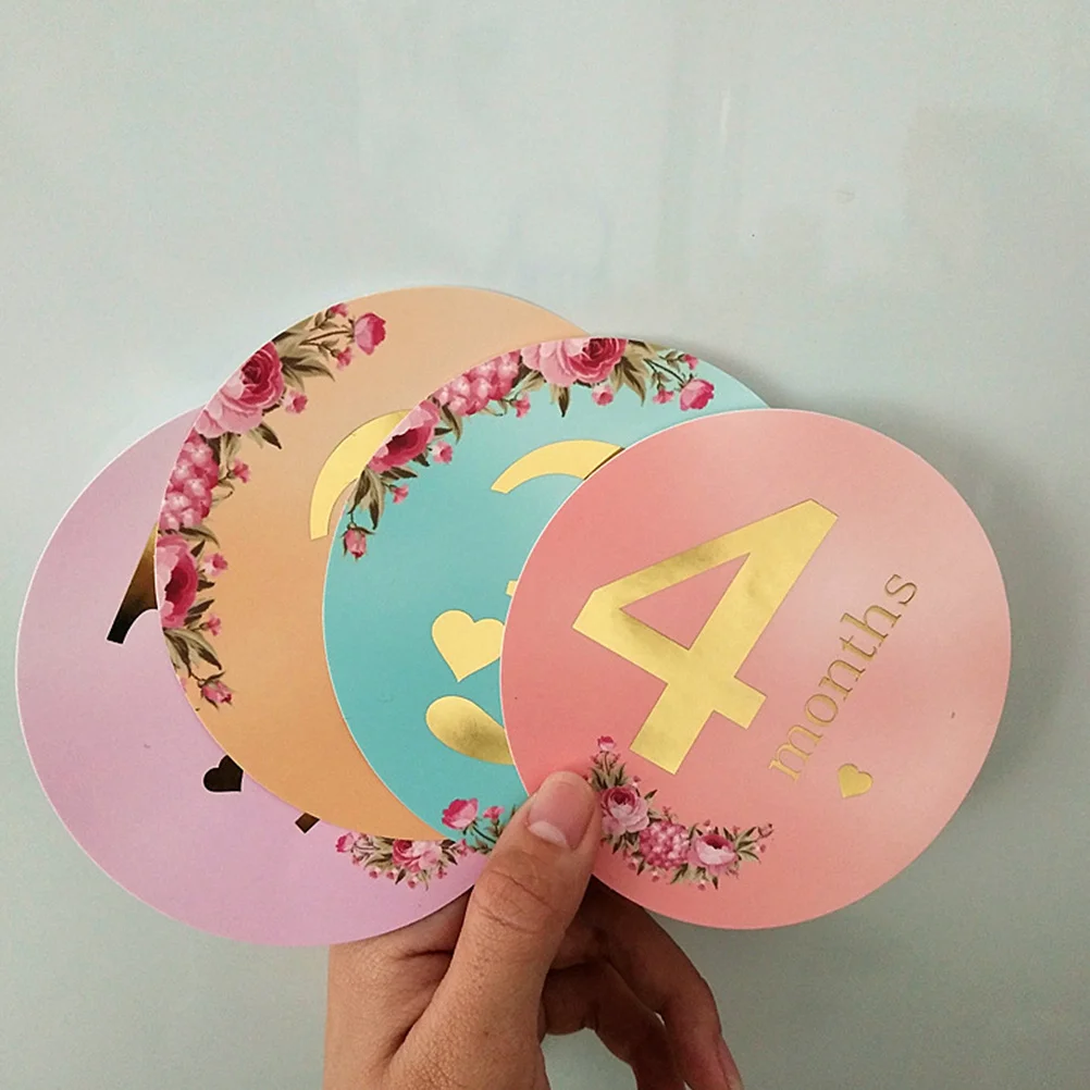 

12Pcs Newborn Stickers Self-Adhesive Baby Monthly Milestone Tracker Cute Round Design for First Year Memory Scrapbook