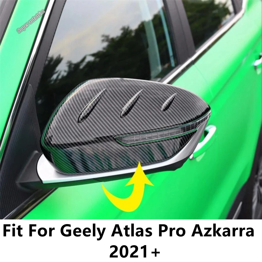 

Side Door Rearview Mirror Cap Decoration Cover Trim For Geely Atlas Pro Azkarra 2021 2022 ABS Carbon Fiber Exterior Accessories