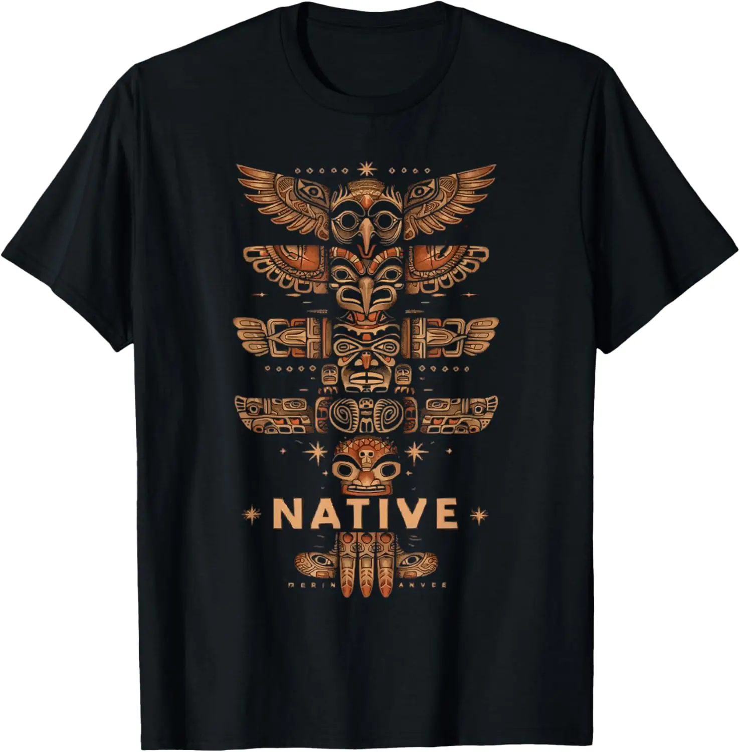 Camiseta con estampado de tótem de los nativos americanos, camiseta informal de algodón de manga corta, ropa vintage con gráficos