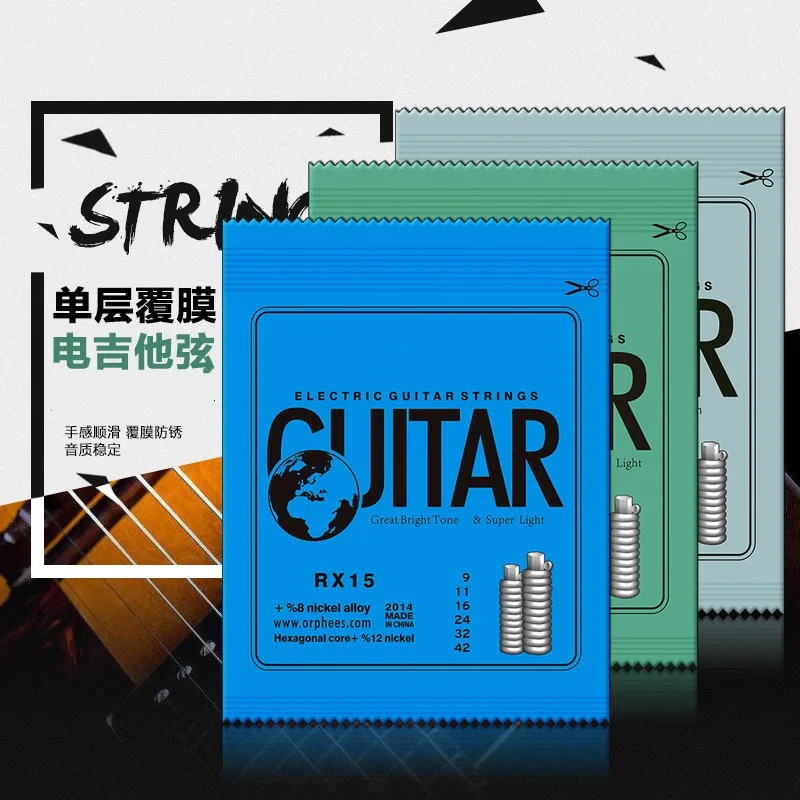 1 Set Orphee Hexagonal Carbon Steel Electric Guitar Strings RX19 Powerful Bass for Heavy Rock RX15 Best for Speed Solo