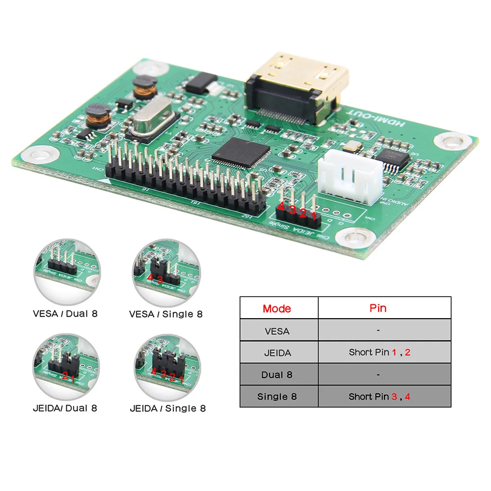 LVDS Driver Board / LVDS to HDMI-compatible Adapter Converter Supports 1080P Resolution