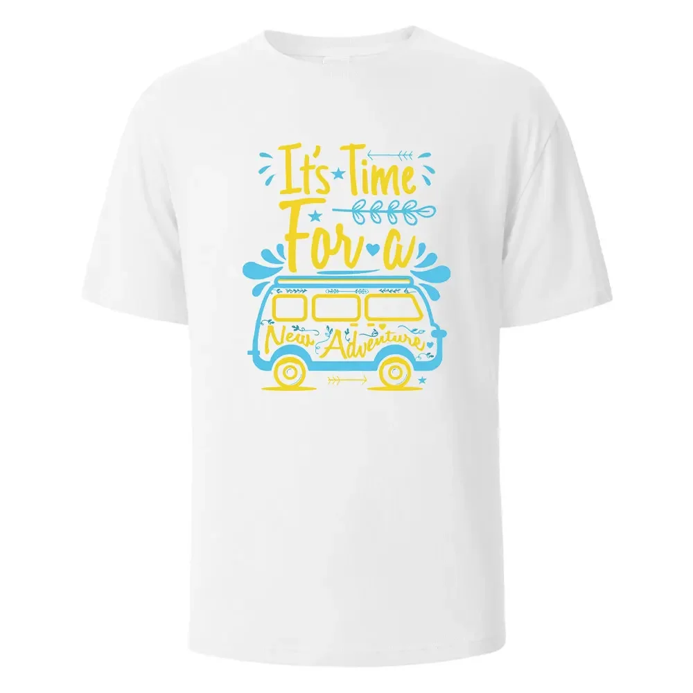 

It's Time For A New Adveutwe Print t shirts 100% Cotton Summer Tees For Men Women Oversize Casual Tops t shirts