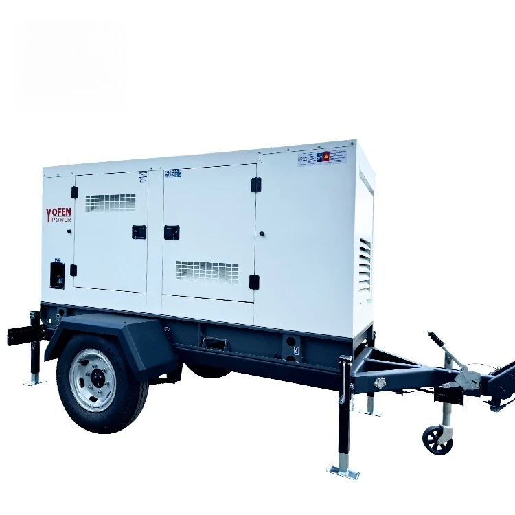 Powered by  Ricardo Engine 15kw 30kw 50kw Doual Axis diesel Generator Set for Outdoors Rainproof Trailer Silent Mobile