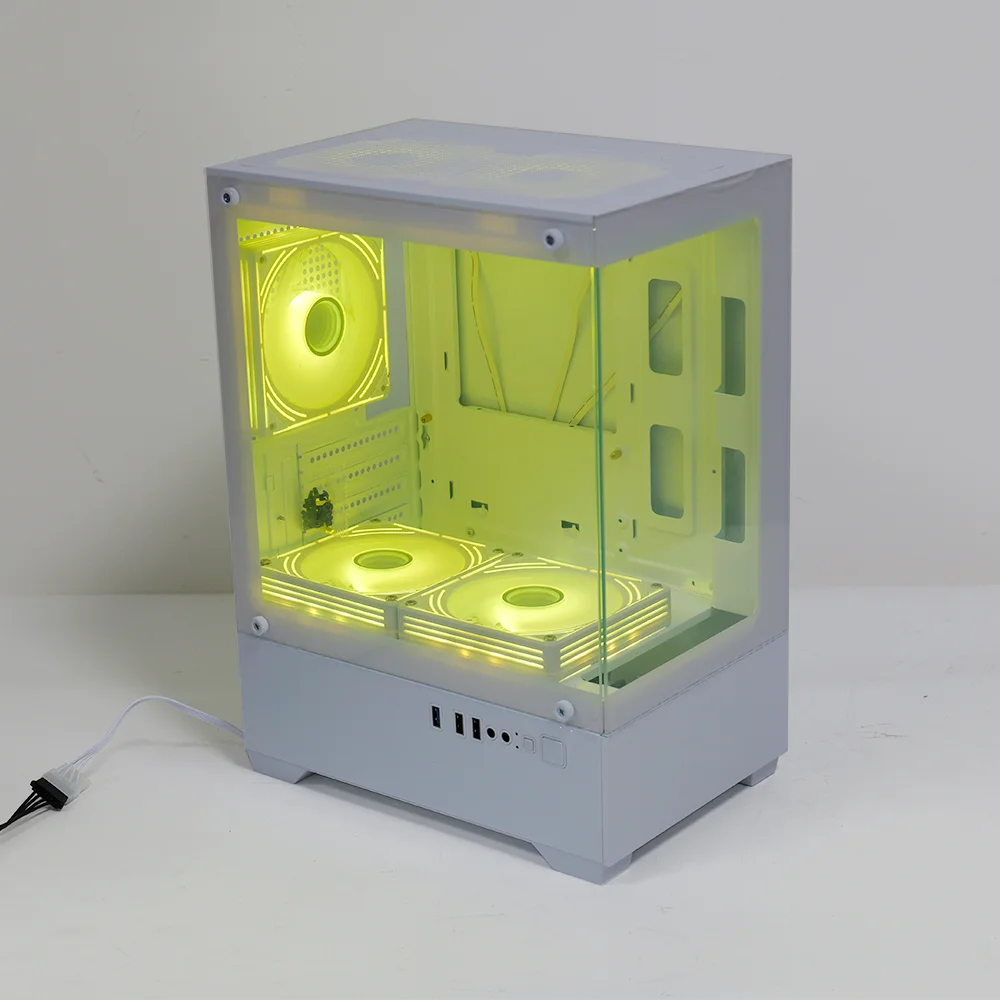 MANMU الزجاج المقسى منتصف برج الألعاب الكمبيوتر حالات كمبيوتر صغير حالة Matx حالة الكمبيوتر مع 5 مروحة #4