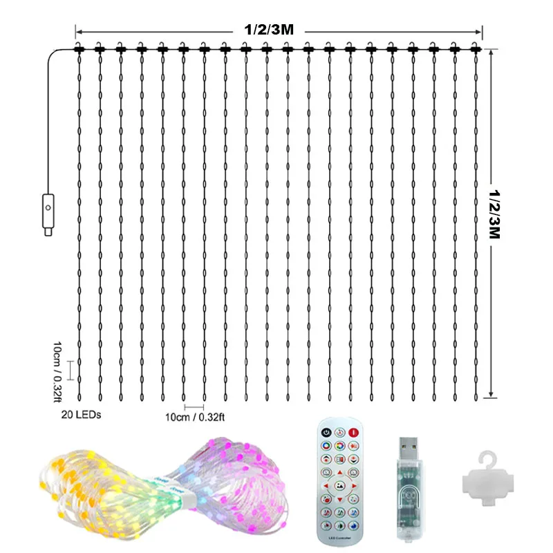 أضواء الستار الذكية نافذة LED الجنية ضوء APP التحكم DIY نمط الموسيقى مزامنة لغرفة النوم عيد الميلاد عيد الهالوين ديكور #2