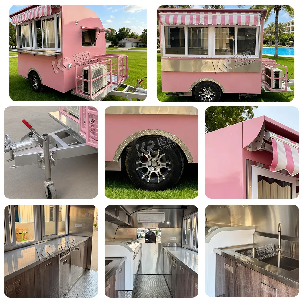 DOT شهادة الغذاء مقطورة امتياز مقطورة الغذاء الشاحنات مقطورة الغذاء المتنقلة مع المطبخ الكامل