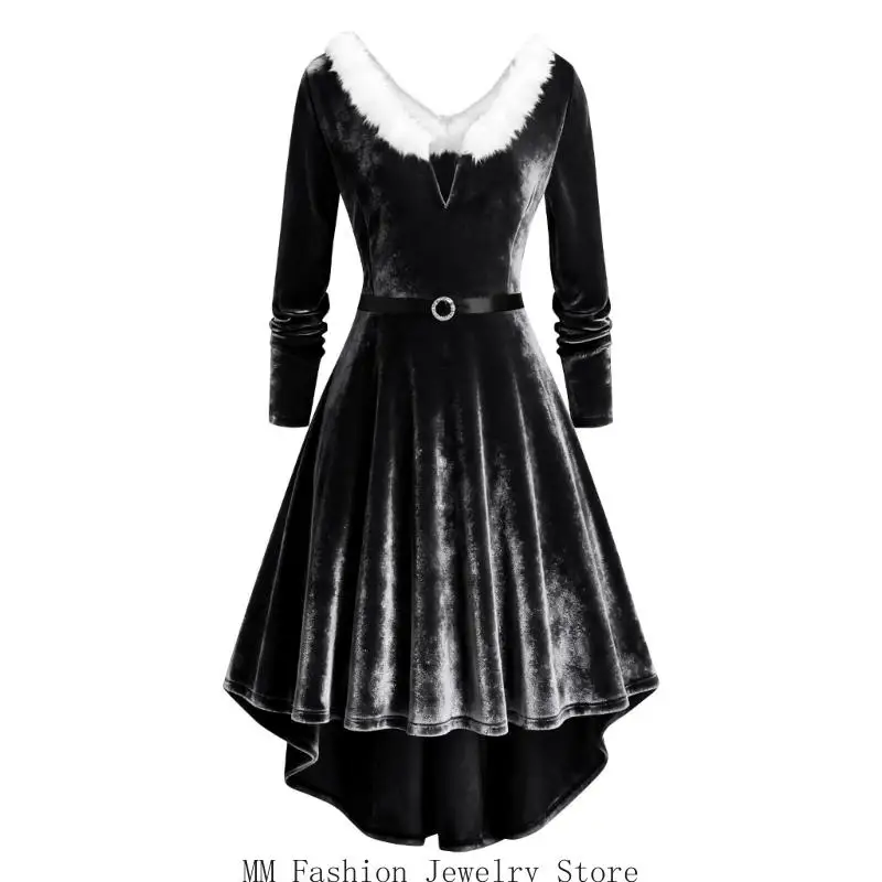 Robe Mère Noël à Franges Femme – Modèle Doré – photo 8
