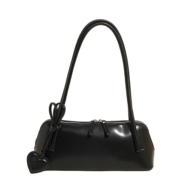 2025 الخريف والشتاء موضة جديدة الصلبة بولي PU حقائب كتف مربعة شعبية بسيطة تنوعا الشعور على حقائب الإبط الفاخرة للنساء