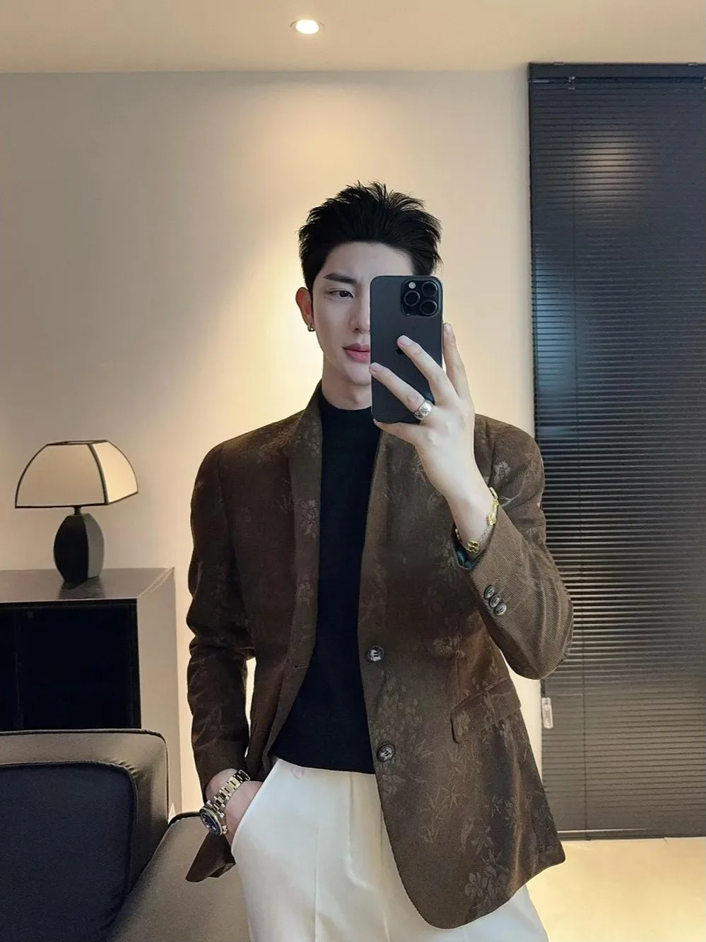 

Slim Fit Stand Collar Men's Suit Jacket Business Casual Western Style Single Breasted Fashion Urban Men's Outerwear Coat