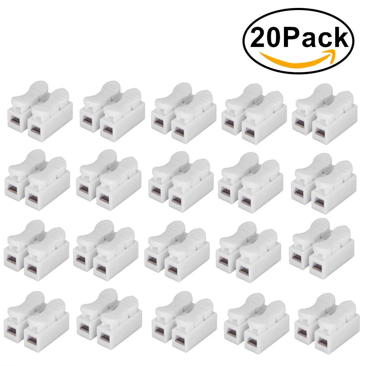 20Pcs CH2 Spring Quick Wire Connector Kit  2 Pin Cable Clamp Electrical Crimp Erminal Block 2 Way For Led Strip