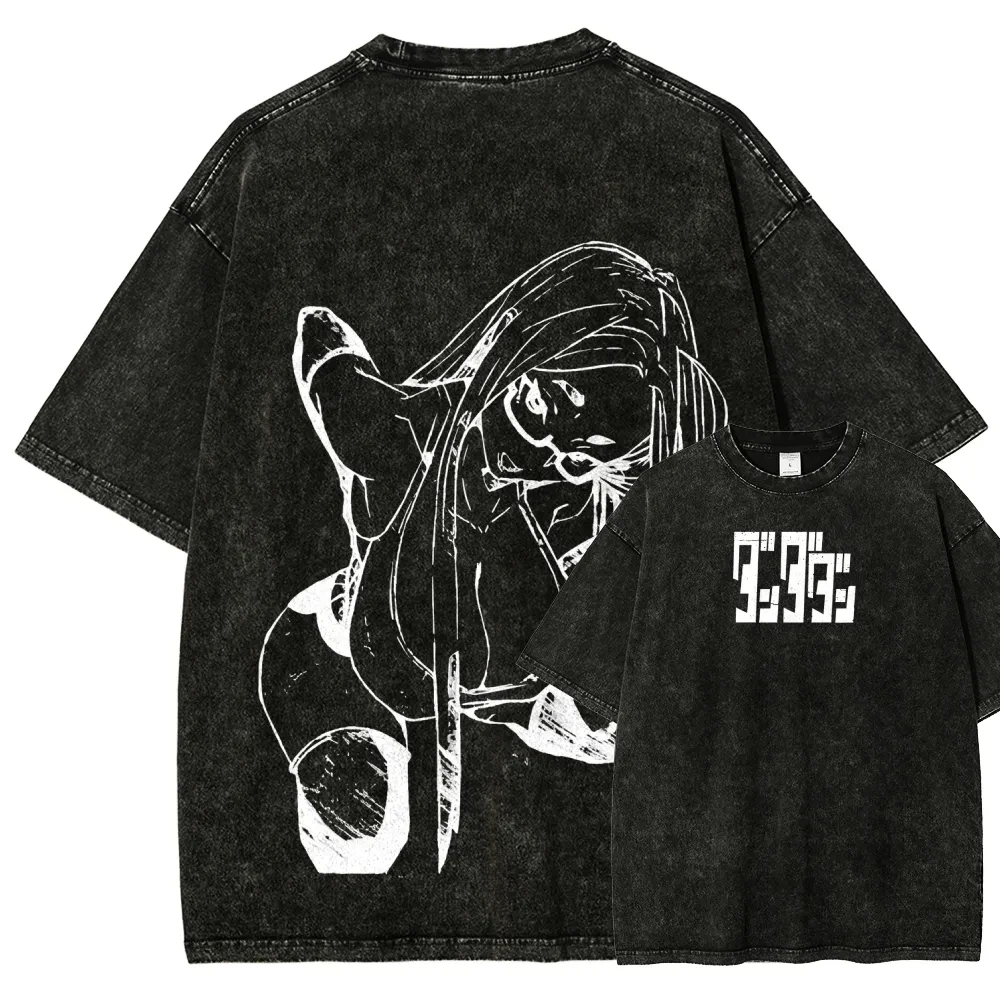 Hot Sale Dandadan Peripherals Graphic Print T-shirt Men Women Vintage Washed O-neck Cotton Streetwear Harajuku Summer New Tee