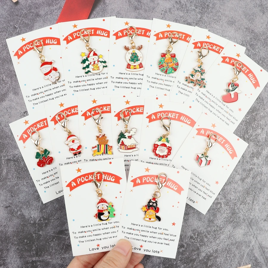Gift for Him/Her, 14-Piece Christmas-Themed Keychain Set, Comes with a Thank-You, Encouragement, and Companion Card, Versatile, Small Party Favors, Suitable as Holiday Gifts for Family and Friends, Is