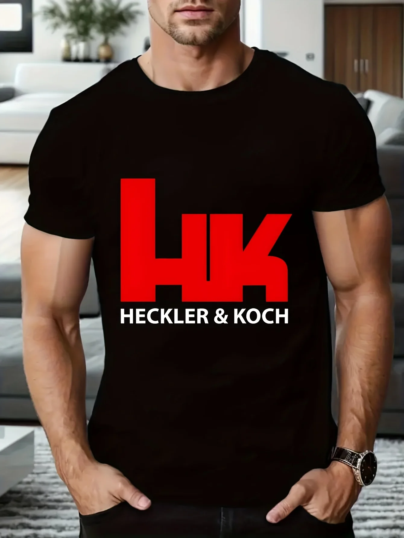 HK Heckler & Koch Herren Top T-Shirt Herrenbekleidung Neue Geschenke und T-Shirts T-Shirt Anime Herren T-Shirt Bedrucktes T-Shirt B5021478