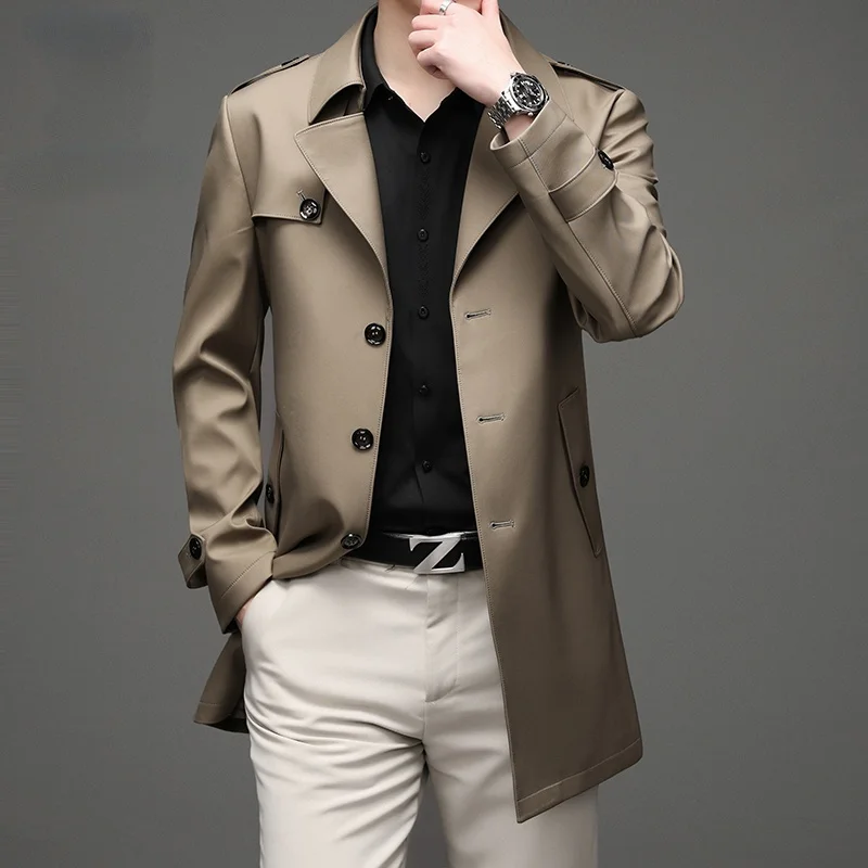 Spring Autumn Men Trench Coats High Quality Buttons Male Fashion Outerwear Jackets Windbreaker Plus Size Mens Jacket 4XL Xhl138