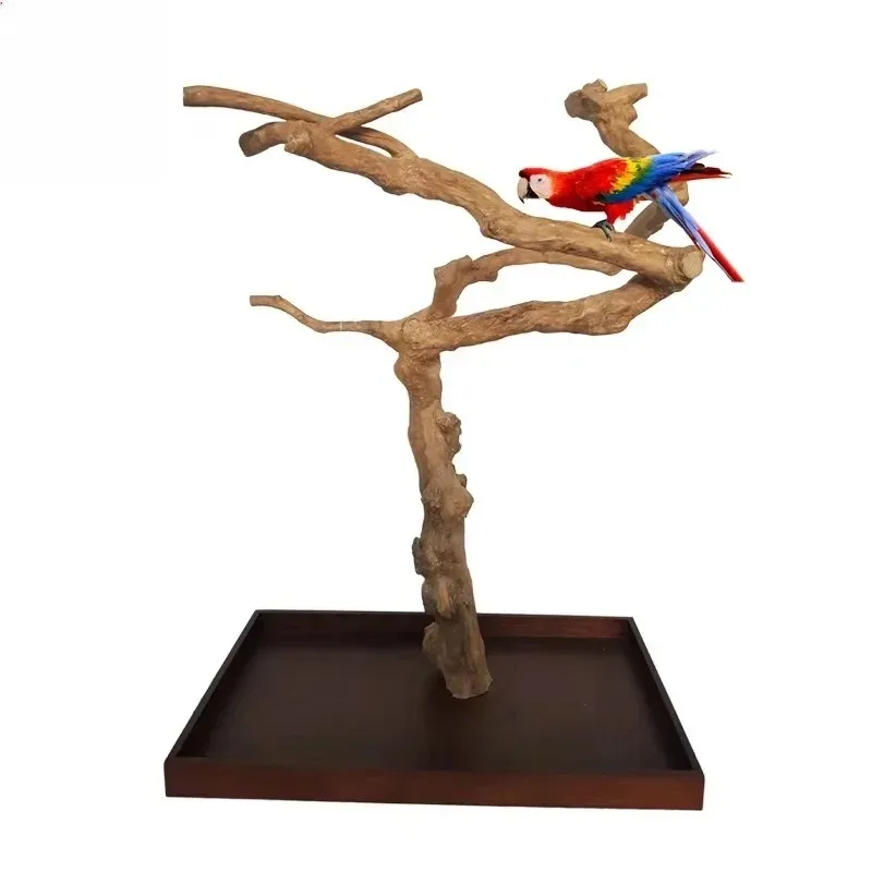 【Best-selling】Solid Pattern Javan Wooden Tree Parrot Bird Game Stand with Wooden Perch Cage Stand