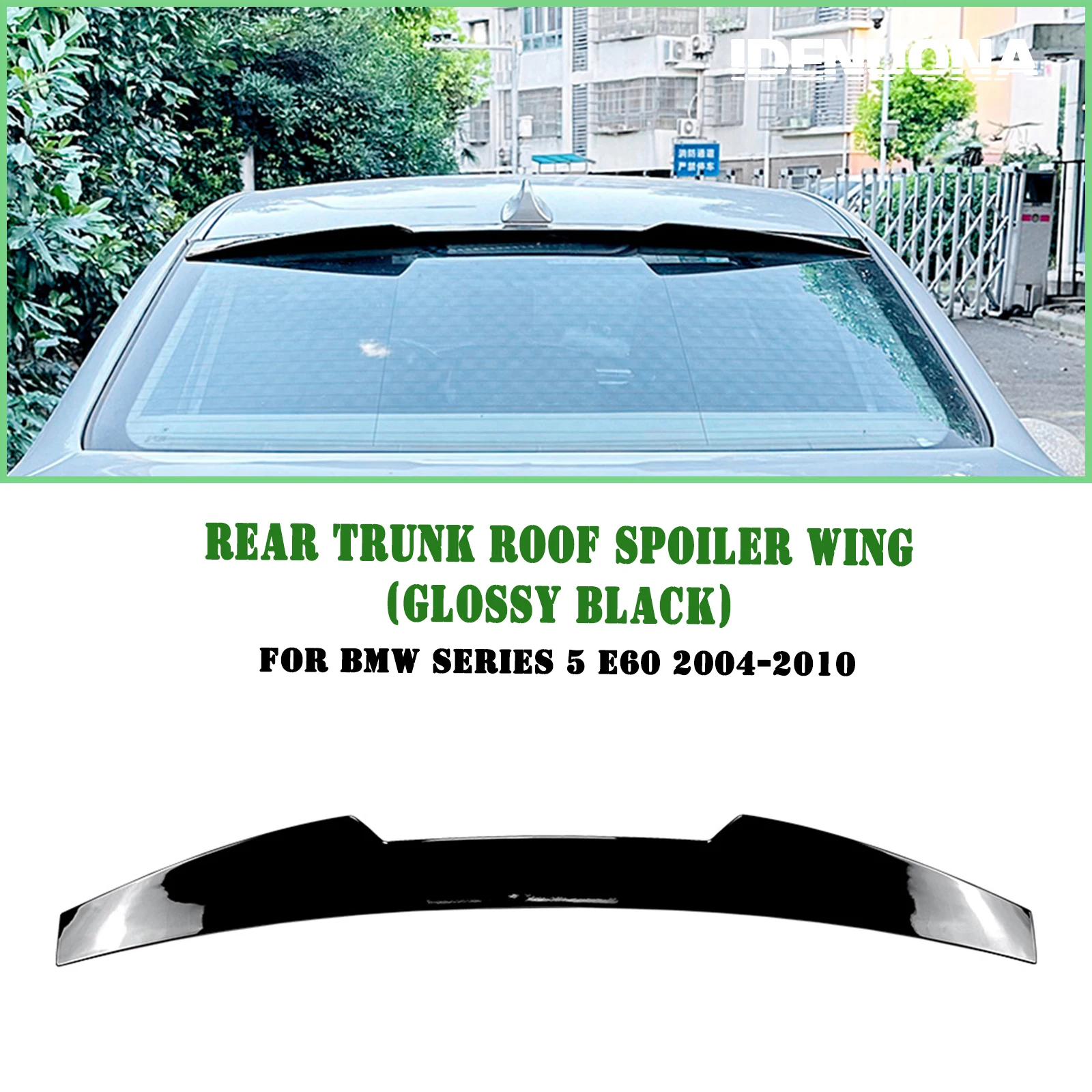 

For BMW 5 Series E60 2004-2010 Rear Trunk Roof Spoiler Wing Gloss Black/Carbon Fiber Look Tail Window Dome Upper Splitter Lip