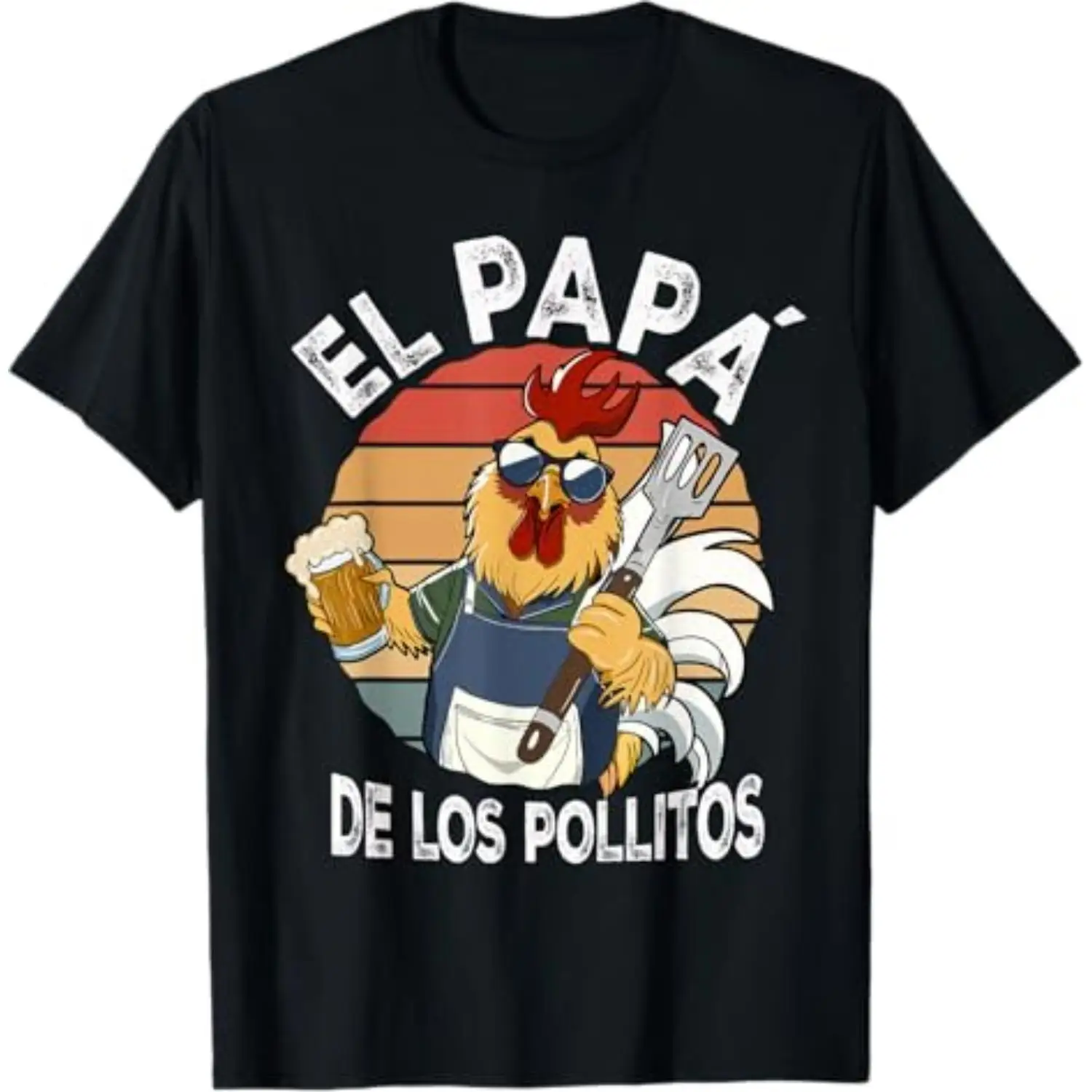 Funny Spanish Dad-themed Cotton T-shirt Celebrating Little Chick Fathers for Father's Day