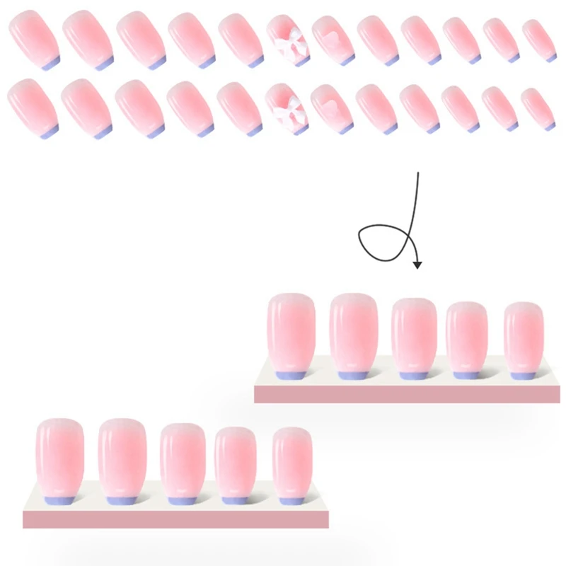 Wearable Nail Pieces Removable Nail Art Pieces Colour Changing Love Blue Edge Blush False Nail Tips image 4