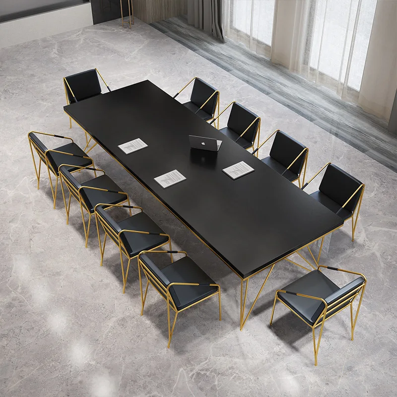 Simple wrought iron desk, negotiation table, multi-person office computer desk