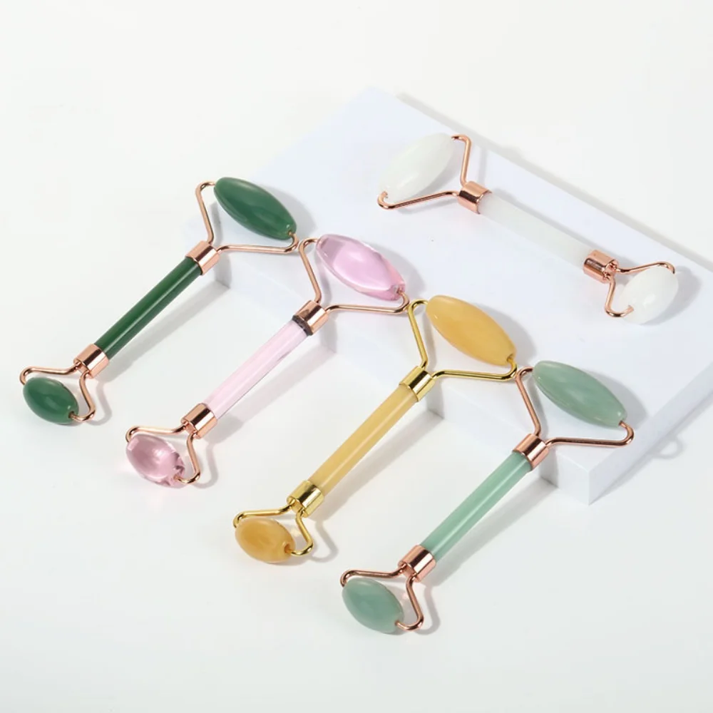 

Double Headed Jade Massage Roller Thin Face lifting Facial relaxation Guasha Scraping Therapy Jade Pushing Face Massager