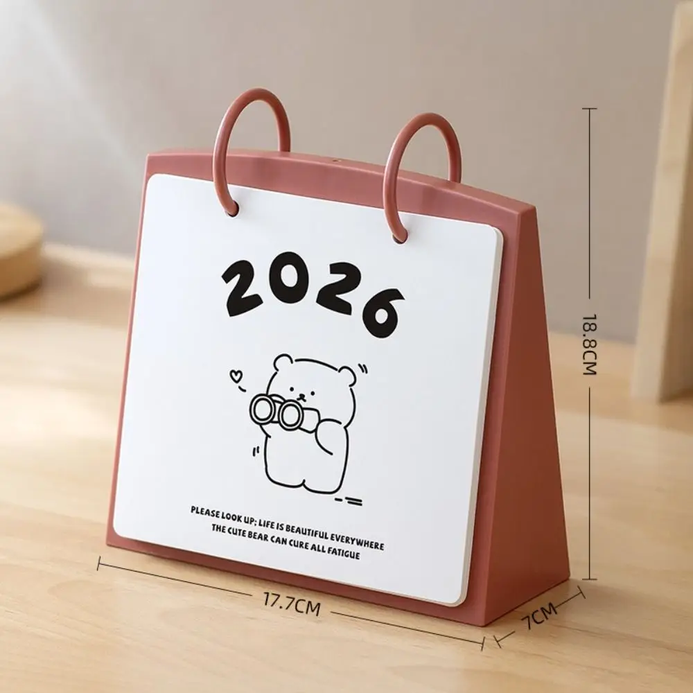 Cute Bear 2026 Calendar Simplicity Year of The Horse Desktop Calendar Multifunctional Cartoon Agenda Organizer Office Desk