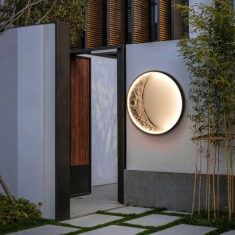 Outdoor Wall Lamp Waterproof Simulation Moon Moon-Light Lamp Modern Minimalist Villa Courtyard Stairs Aisle Door Hall Lamp