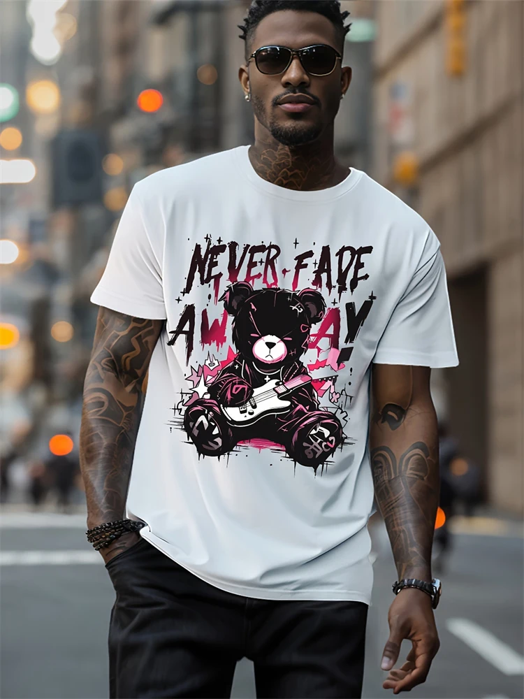 

Funny Little Bear Pattern Men's T Shirt Hip Hop Trend Harajuku Street Short Sleeve Fashion 3D Print Tees Casual O-neck Loose Top