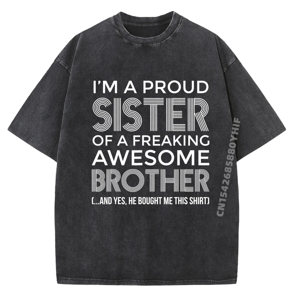 

Мужские футболки с принтом Im a Proud Sister Awesome Slogan Футболки с графическим рисунком Мужская дышащая стираная одежда