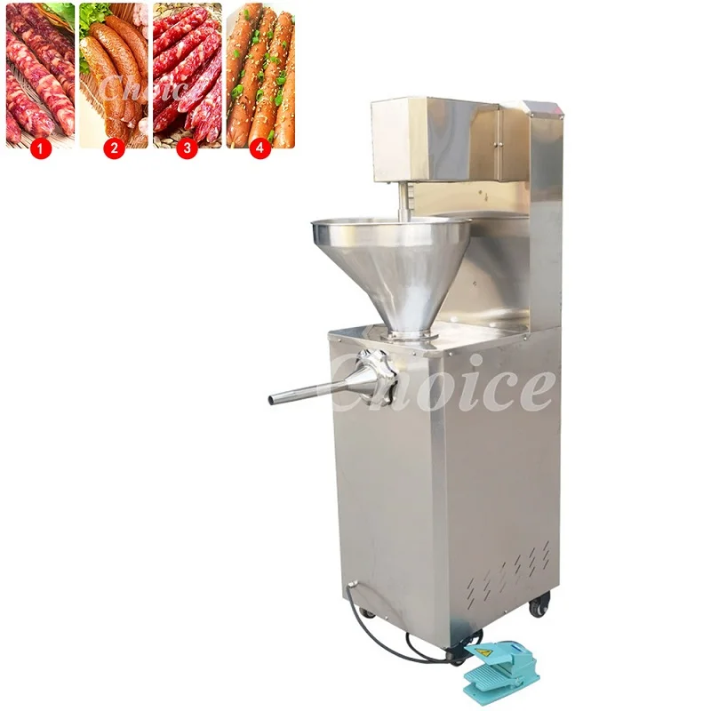 220/110v Large-Scale Automatic Red Sausage Filling Machine Continuous Ham Foot-Operated Feed Sausage Enema Maker