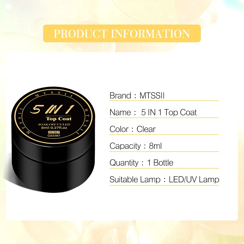 5 in1 네일 글루 젤 강화 젤 노 와이프 탑 코트 매니큐어 UV LED 소크 오프 기능 네일 젤 바니쉬 3D 크롬 디자인 DIY
