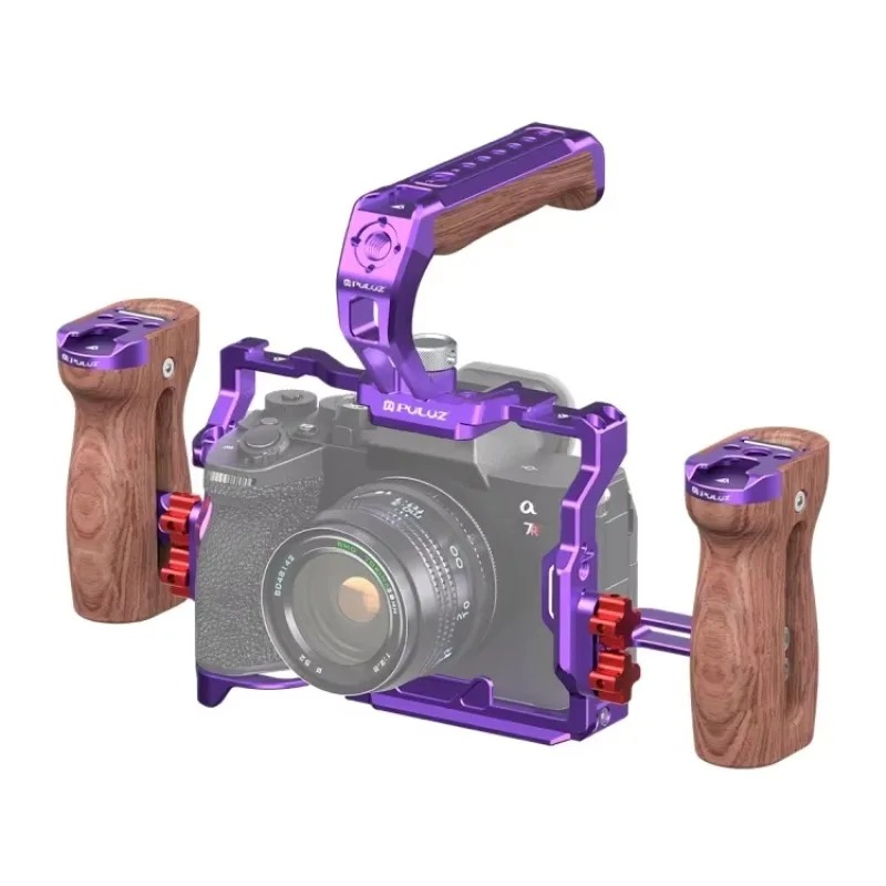 Hot Sale Purple PULUZ Metal Camera Cage Handheld Stabilizer Rig For A7R5 / A7M4 With Handles Combo Kit