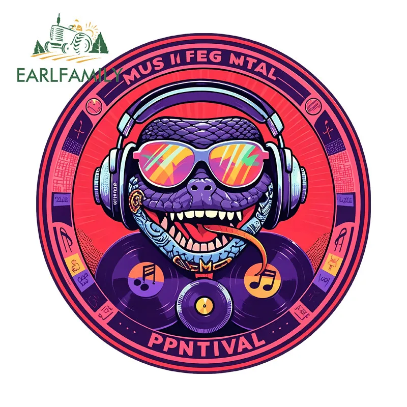 EARLFAMILY Purple Snake Cartoon Punk Style Car Sticker Motorcycle Suitcase Personality Vinyl Decal Scratch-Proof Car Accessories
