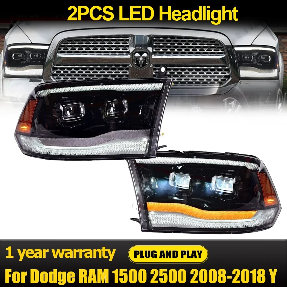 

Светодиодные фары в сборе для Dodge Ram 1500 2009-2019, автомобильные светодиодные фары, фары DRL, дневные ходовые огни, указатель поворота, 1 комплект