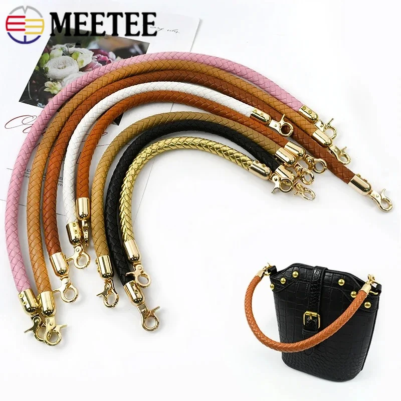 

2/4Pcs 30/40/60mm Fashion Leather Woven Handles Women Handbag Metal Buckle Purse Replace Shoulder Strap Handle Crafts Accessory