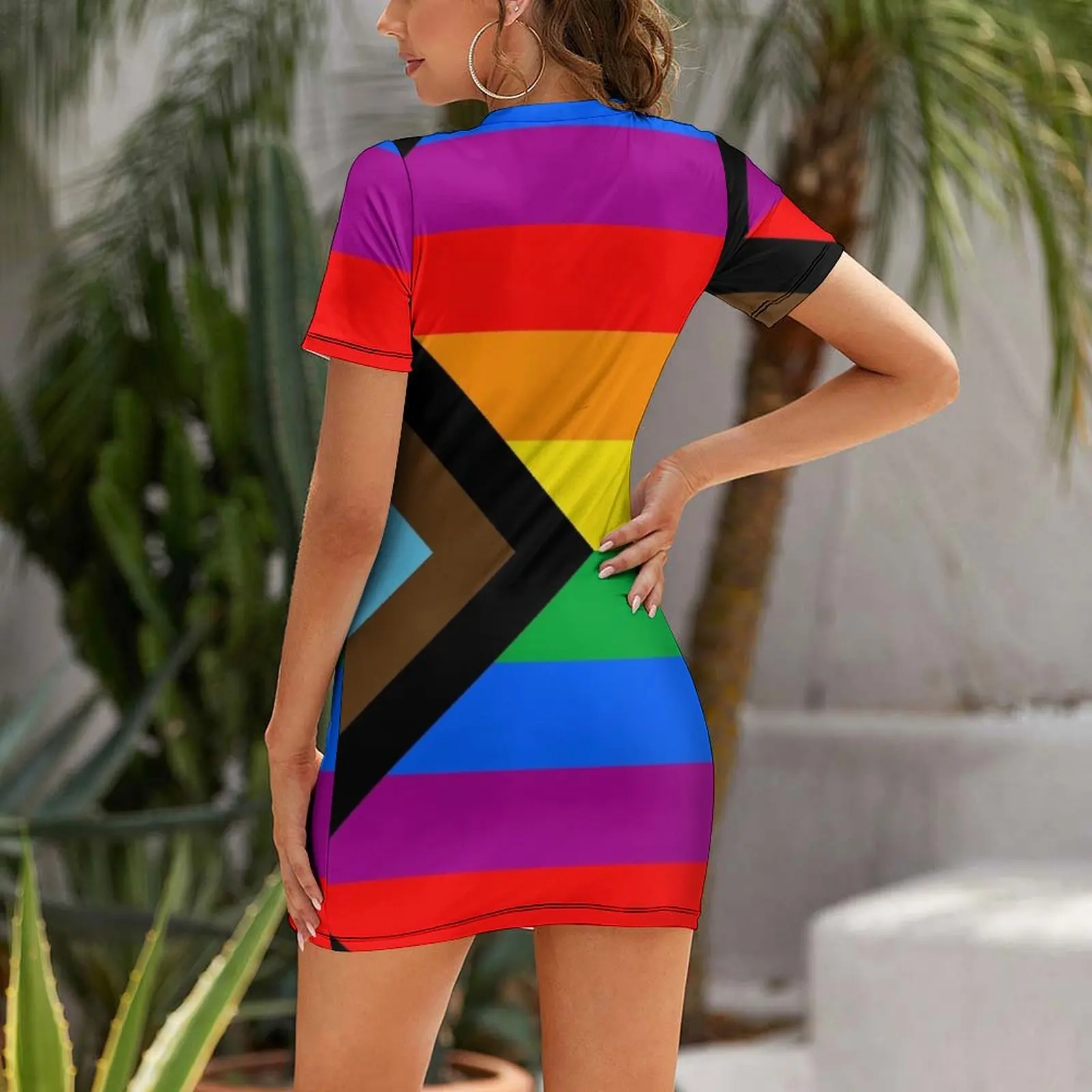 LGBTQ+ Progress Pride Flag Short Sleeved Dress dresses for women 2025 luxury designer party Woman clothing Dress