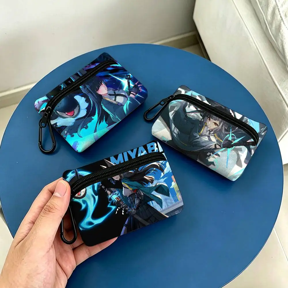 Zenless Zone Zero Girl Hoshimi Miyabi Oxford Fabric Zipper Pouch Lightweight Hanging Wallet For ID Cards Keys Lipstick Earbuds