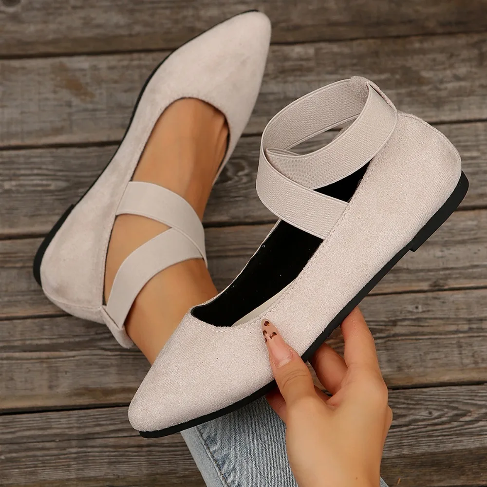 Damenschuhe, Ballerinas, Damen-Sandalen, Riemen, Knöchel, elastischer Gürtel, niedliche Ballerina-Damen, elegante flache Schuhe für Damen – Detail 11