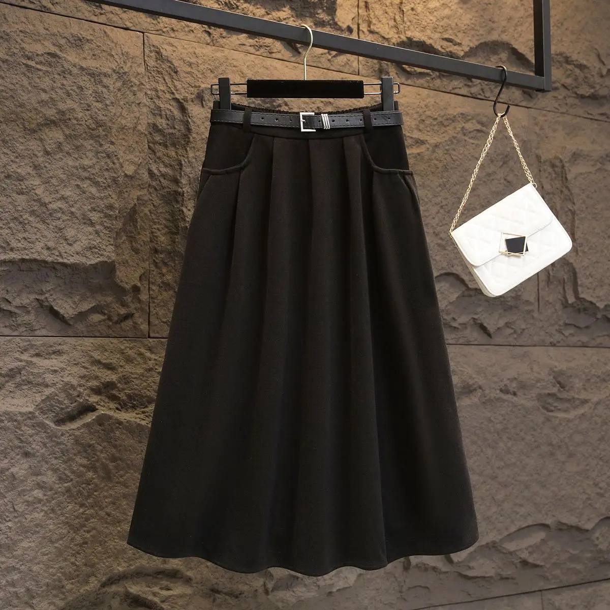 New Fashionable Versatile High Waist Age Reducing and Slimming Hundred Fold Half Length Skirt A-line Skirt