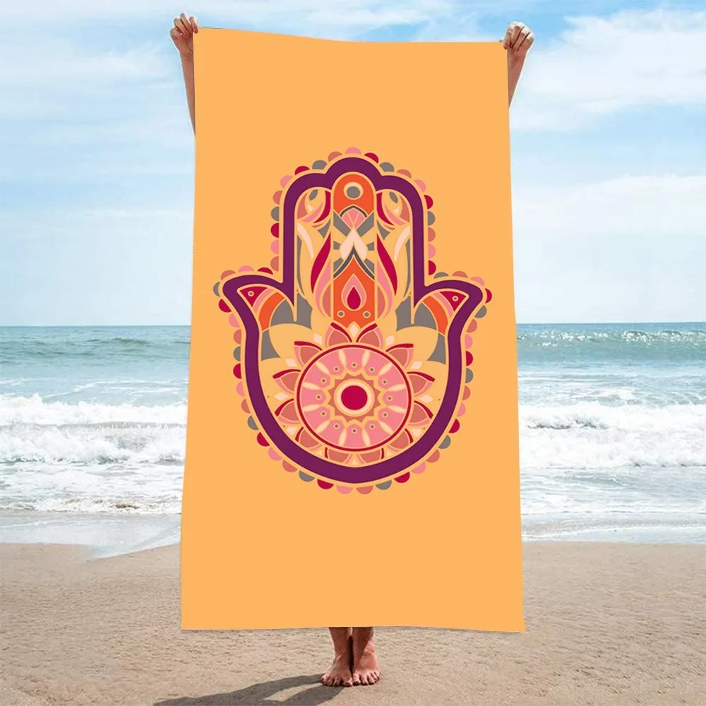 HAMSA Pattern Beach Towel27x55in Decor Tapestry Microfiber Bath Towel Sun Protection Shawl Outdoor Travel Camping Picnic Blanket view 2
