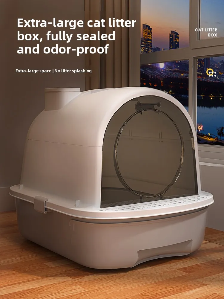 

Ящик для мусора большого размера, полный корпус, контроль запаха, без пролития, туалет для котят, принадлежности для котят, квадратный дизайн