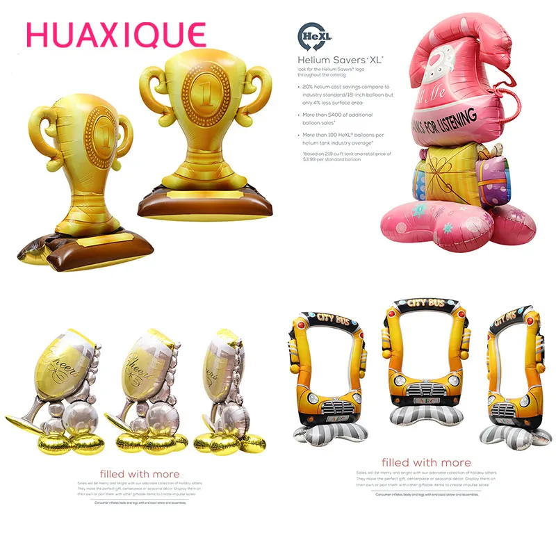 80s 90s champagne trophy shaped aluminum film inflatable balloon birthday party celebration decoration supplie